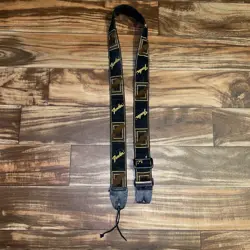 VINTAGE 1970S FENDER MONOGRAM LOGO ELECTRIC GUITAR STRAP EMBROIDERED LEATHER