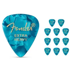 FENDER 351 PREMIUM CELLULOID GUITAR PICKS  (12-PACK) OCEAN TURQUOISE X-HEAVY