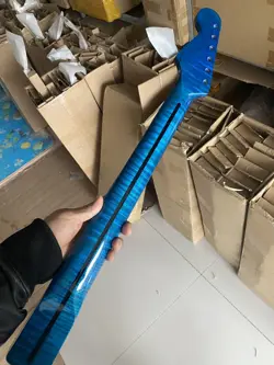 FENDER STRAT REPLACEMENT 21FRETS BLUE FLAME MAPLE ELECTRIC GUITAR NECK  BRIGHT