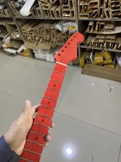 FENDER STRAT REPLACEMENT 21FRETS  RED  FLAME MAPLE  ELECTRIC  GUITAR NECK LIGHT