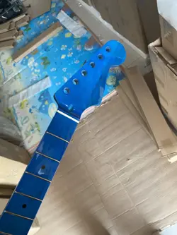 FENDER STRAT REPLACEMENT 22FRETS BLUE MAPLE  ELECTRIC GUITAR NECK BRIGHT  FINISH