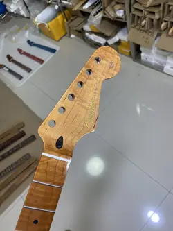 ELECTRIC  GUITAR NECK  22 FRET TIGER ROAST FLAME MAPLE FENDER  STRAT REPLACEMENT
