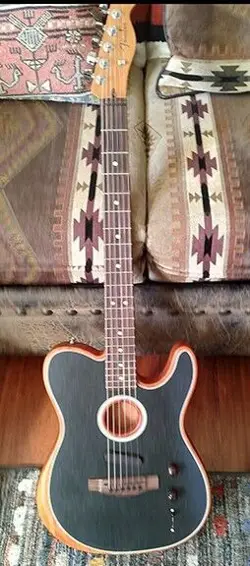 FENDER ACOUSTASONIC TELECASTER GUITAR WITH BAG - BLACK - BARELY USED 