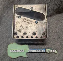  AGED RELIC FENDER NICKEL  PLATED TELECASTER BRIDGE PLATE W/HARDWARE 