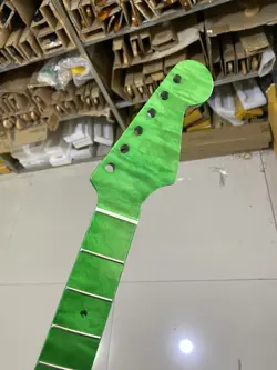 FENDER STRAT  REPLACEMENT 21FRETS GREEN FLAME MAPLE  ELECTRIC  GUITAR NECK LIGHT