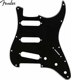 FENDER STANDARD STRATOCASTER GUITAR PICKGUARD BLACK 11 HOLE 3 PLY S/S/S