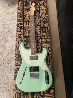 2011 FENDER PAWN SHOP '72 SEMI-HOLLOW STRAT-STYLE GUITAR SURF GREEN, JAPAN MIJ
