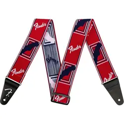 FENDER WEIGHLESS MONOGRAM GUITAR STRAP RED, WHITE, AND BLUE 2 IN.