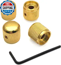 4 METAL VOLUME TONE KNOBS SET FOR FENDER GIBSON ELECTRIC GUITARS - GOLD