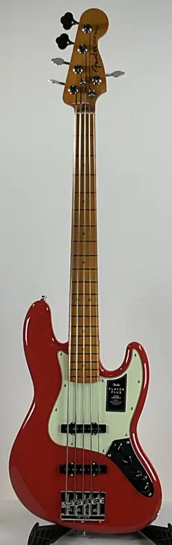 FENDER PLAY PLUS ACTV JBASS V ELECTRIC SOLIDBODY BASS GUITAR, FIESTA RED
