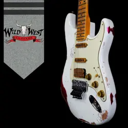 FENDER CUSTOM SHOP WHITE LIGHTNING STRATOCASTER FLOYD ROSE HEAVY RELIC PINK 8.10