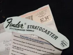 VINTAGE MADE IN THE USA FENDER STRATOCASTER GUITAR WATERSLIDE HEADSTOCK DECAL 