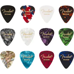 FENDER CELLULOID MEDLEY 351 SHAPE GUITAR PICKS, MEDIUM, 12-PACK