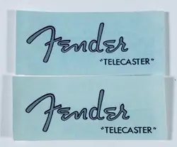 (2) VINTAGE FENDER TELECASTER 1952 SILVER METALLIC WATERSLIDE HEADSTOCK DECAL