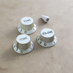 3 VINTAGE STYLE STRAT KNOBS OFF WHITE PARCHMENT AGED RELIC FENDER NO SPOKES 1997