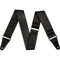 FENDER TOOLED LEATHER GUITAR STRAP BLACK 2 IN.