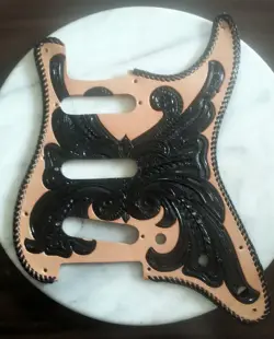 TOOLED LEATHER PICKGUARD FOR FENDER STANDARD STRATOCASTER 