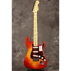 FENDER 2024 COLLECTION MIJ HYBRID II STRATOCASTER FLAME SUNSET ORANGE TRANSPAREN