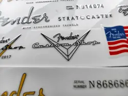 2SETS FENDER STRATOCASTER CUSTOM SHOP V GUITAR VINYL UV HEADSTOCK DECALS STICKER