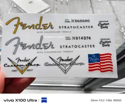 1SETS FENDER CUSTOM SHOP V STRATOCASTER GUITAR VINYL UV HEADSTOCK DECALS STICKER