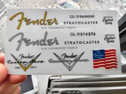1SET FENDER STRATOCASTER CUSTOM SHOP V GUITAR VINYL UV HEADSTOCK DECALS STICKERS