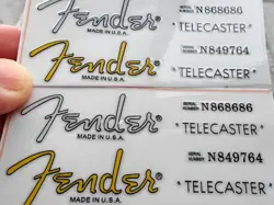 2SET FENDER TELECASTER TELE GUITAR BASS HEADSTOCK VINYL UV RAISED DECALS STICKER