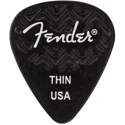 FENDER 351 SHAPE WAVELENGTH CELLULOID GUITAR PICKS (6-PACK), BLACK THIN