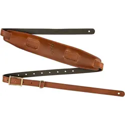 FENDER LONG MUSTANG SADDLE LEATHER GUITAR STRAP COGNAC 2.5 IN.