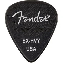FENDER 351 SHAPE WAVELENGTH CELLULOID GUITAR PICKS (6-PACK), BLACK EXTRA HEAVY