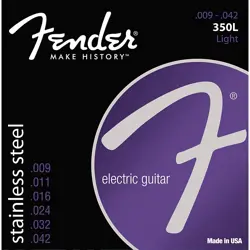 FENDER 350L STAINLESS STEEL ELECTRIC GUITAR STRINGS - LIGHT