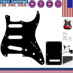 3PLY BLACK STRAT PICKGUARD & BACKPLATE SET FOR FENDER USA/MEXICAN GUITARS
