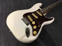 SQUIER BY FENDER STRATOCASTER ELECTRIC GUITAR WITH SOFT CASE, USED, CLEANED