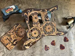 CUSTOM TOOLED LEATHER FLORAL DISTRESSED PICKGUARD FENDER STRATOCASTER SSS HSS HH