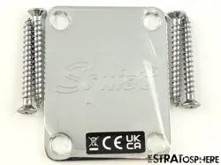 FENDER SQUIER SONIC BRONCO BASS NECK PLATE, GUITAR PARTS CHROME 