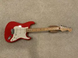 2015 FENDER STRATOCASTER PARTSCASTER MIM MAPLE NECK IN FIESTA RED VERY NICE!!