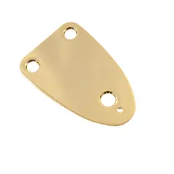 FENDER SIZE 3 HOLE NECK PLATE FITS 3 HOLE STRAT, TELE, P BASS & JAZZ BASS GOLD
