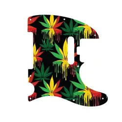 CUSTOM PICKGUARD FENDER AMERICAN ELITE TELECASTER RASTA CANNABIS