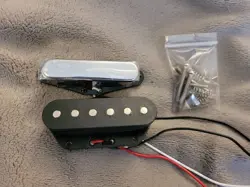 FENDER / SQUIER TELECASTER TELE SINGLE COIL PICKUP SET BLACK / CHROME