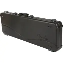 FENDER DELUXE MOLDED ABS LEFT-HANDED P/J BASS GUITAR CASE BLACK GRAY/SILVER LN
