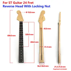 FOR FENDER ELECTRIC GUITAR NECK MAPLE 24 FRETS REVERSE HEAD WITH LOCKING NUT