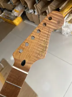 ST ELECTRIC GUITAR NECK 22 FRETS TIGER ROASTED FLAME MAPLE FENDER STRAT  REPLACE