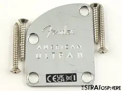 FENDER AMERICAN ULTRA II STRAT NECK PLATE, STRATOCASTER CHROME CONTOUR, USA.