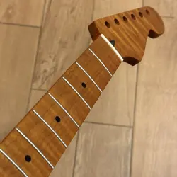 5A 22 FRET TIGER ROASTED FLAME MAPLE ST GUITAR NECK NITRO SATIN FOR FENDER STRAT