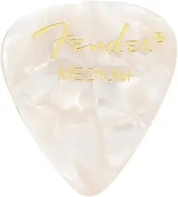 FENDER 351 MEDIUM CLASSIC CELLULOID GUITAR PICKS 12-PACK WHITE MOTO