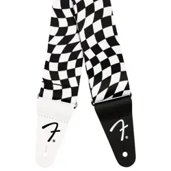 FENDER WAVY CHECKERBOARD POLYESTER STRAP BLACK WHITE GUITAR