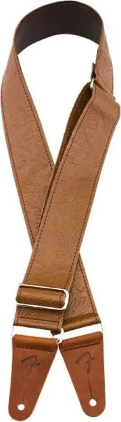 FENDER TOOLED LEATHER GUITAR STRAP 2 BROWN
