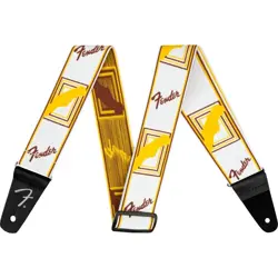 FENDER WEIGHLESS MONOGRAM STRAP WHITE/BROWN/YELLOW GUITAR