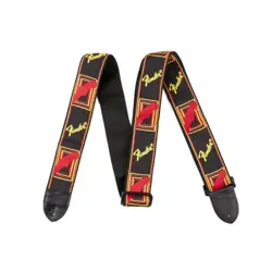 FENDER 2 MONOGRAMMED STRAP BLACK/YELLOW/RED GUITAR