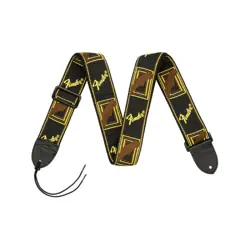 FENDER 2 MONOGRAMMED STRAP BLACK/YELLOW/BROWN GUITAR