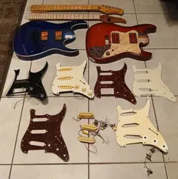 VARIOUS GUITAR PARTS LOT~FENDER~IBANEZ~DRANGON FIRE~HONDO~NECKS~BODIES~PICKGUARD
